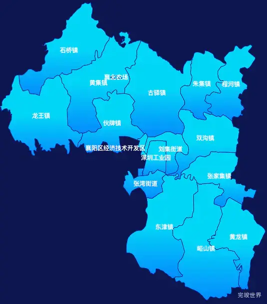 echarts襄阳市襄州区geoJson地图局部颜色渐变